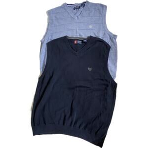 2 Chaps V-Neck Sweater Vests Men's Size XL Navy and Blue